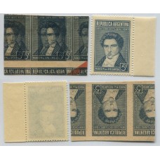 ARGENTINA 1941 GJ 851 PAREJA DE ENSAYOS EN COLOR ADOPTADO IMPRESO EN AMBOS LADOS, EN TOTAL TRES IMPRESIONES